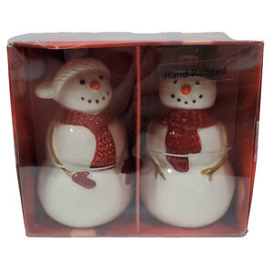 St. Nicholas Square Christmas Yuletide Snowman Salt & Pepper Shaker Set New